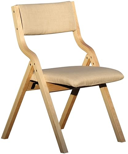 Besucherstuhl Klappbar Einfaches, Bequemes Baumwollleinen Klappstuhl, Wohnzimmer Aus Massivem Bugholz Restaurantstühle, Empfangsstuhl, Tragfähigkeit 150 Kg (Color : Beige, S : 78.5 * 48.5 * 46cm)