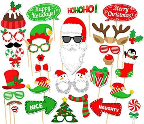 Foto Requisiten Party Dekoratio Weihnachten Foto-Requisiten Familienfeier Dekorationen Weihnachtsfeier Fotos und Zubehör (32PCS)
