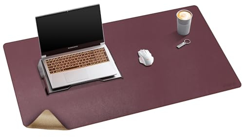 Mydours Schreibtischunterlage aus Kork und PU Leder, 100x50cm Große Premium Schreibtischmatte, Langlebig Wasserdicht Doppelseitig Mauspad, Ultradünn und Rutschfest Schreibtisch Unterlage (Burgunder)