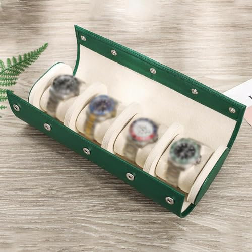 ZIRYXQ Uhrenrolle, Reiseetui für 4 Uhren, Lederuhren-Vitrine, Uhren-Display, Uhrenetui für Herrenuhrenkollektion