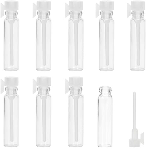 FERCAISH 100 bottiglie vuote per campioni di profumo, mini flaconi per aromaterapia, tester di profumo, in vetro, con contagocce bianco, per uomini, donne e oli profumati (1 ml)