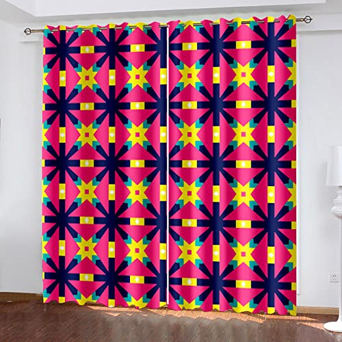 Verdunkelungsvorhänge Schlafzimmer Rote Linien Abstrakt 280X300Cm Ösen Thermovorhang Für Wohnzimmer Weiche Textur Fensterbehandlungen Für Kinder 3D Vorhänge-Innen Blickdichte Perforierte Vorhänge-Isol