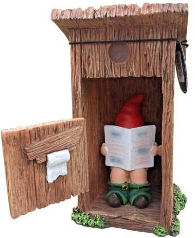 Garden Gnomes Funny Gnomes Outdoor Garden Gnomes Inappropriate Naughty Resin Gnome Statue Reading Newspaper in Toilet Funny Gnome Desk Ornaments for Indoor Outdoor Lawn Yard Decor
