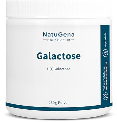 NatuGena D (+) Galactose Pulver, natürlicher Zucker, Einfachzucker oder Monosaccharid, geeignet bei Laktoseintolleranz, D-Galactose Pulver, 250 gr, (41 Tage Packung)