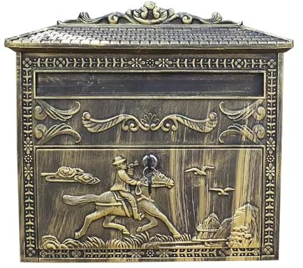 zxhrybh Wandbriefkasten, Briefkästen mit Großem Fassungsvermögen für den Außenbereich, Gesicherter Briefkasten Zum Aufhängen aus Aluminium, Postkasten aus Metall mit SicherheitsschLüssel(Bronze)