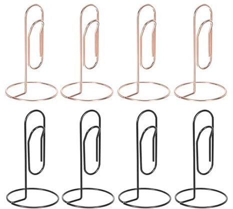 TopHomer Schreibtisch-Notizhalter, Jumbo-Büroklammern, Ständer, Tischnummern, Bild, Platzkartenhalter für Erinnerungen, Notizen, Rechnungen, 8 Stück (Schwarz & Roségold)