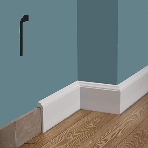 Eternal Parquet bancale da 86,4ml di Battiscopa Coprimarmo Firenze in POLIMERI FeelingWood-HD 100x22mm - Bianco