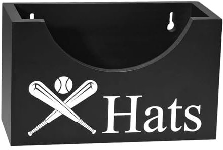 perfk Huthalter aus Holz, Hut-Organizer, rustikal, Kappen-Organizer, kompakt, Hutständer, Hut-Aufbewahrungsregal für Wohnzimmer, Büro, Schlafzimmer, Zuhause, Schwarz