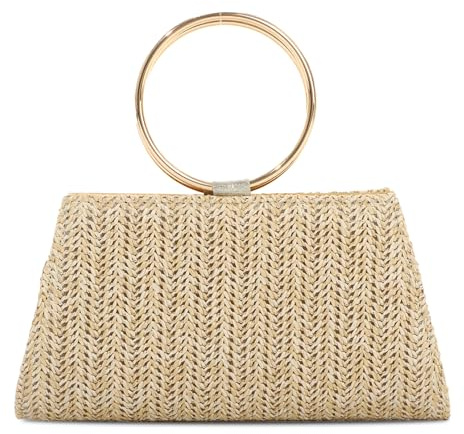 Ynport Crefreak Bolso de paja para Mujer Bolso de Noche Bolsos de Mano Pulsera Moda Verano Playa Tote Bolso de Hombro de paja Bolso Bandolera con asa Superior