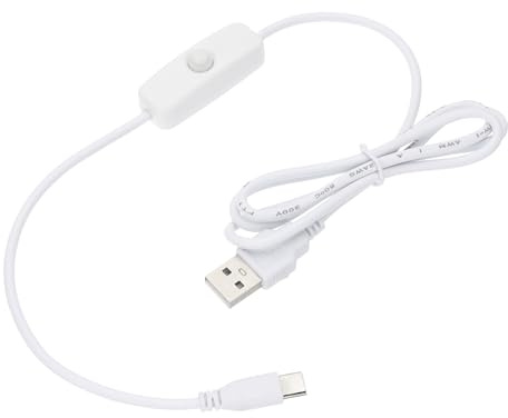 QUARKZMAN USB Kabel mit Ein/Aus Schalter, USB Stecker auf Typ C Stecker Verlängerungskabel 1M Weiß, für LED Schreibtischlampe
