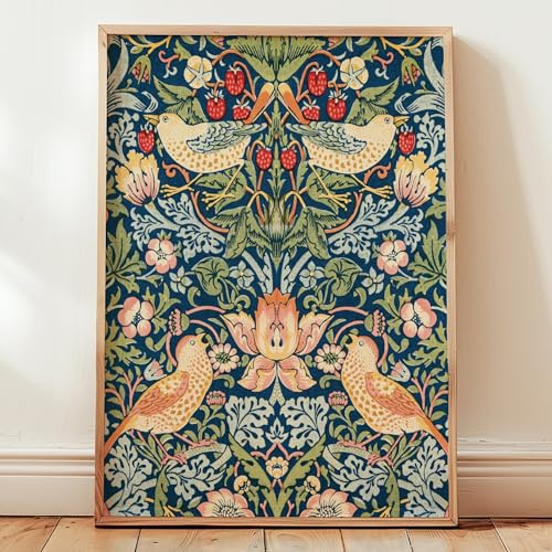 labelandleaf William Morris Strawberry Thief Wall Art Print A3 450GSM - Living Room Hallway Stairs Bedroom - Home Aesthetic Decor - Unframed (29.7cm x 42cm)