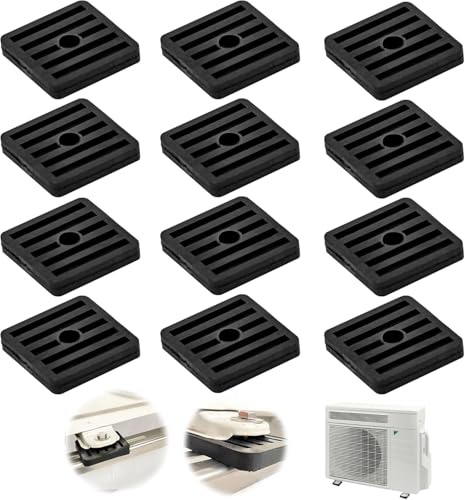 NARHOR 12 Stück Schwingungsdämpfer Klimaanlage aus Gummi, Vibrationsdämpfer Klimaanlage Gummipuffer Schwingungsdämpfer Antivibrationsfüße Stoßdämpfer, Schwarz