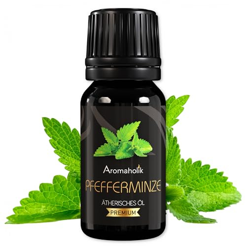 Aromaholik Pfefferminzöl BIO 100% naturrein – Ätherische Öle für Diffuser & Aroma Diffuser – Zertifiziertes ätherisches Öl aus Indien – Peppermint Essential Oils 10ml für Sauna & Massage