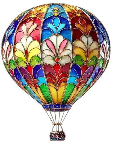 Eyccier Hot Air Balloon Decorations, 2D Hanging Festive Hot Air Balloon Wall Art, Exquisite Suncatchers for Window Glass Garden Backyard Lawn Outdoors, Style2..