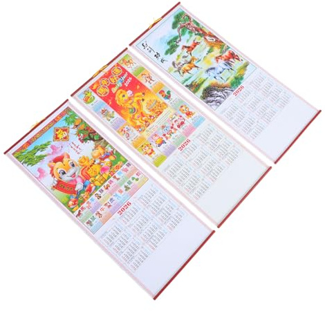 3 Teiliger Chinesischer Wandkalender 2026 Jahr Des Pferdes Traditioneller Mondkalender Für Neujahr – Monatsplaner Für Zuhause Büro Frühlingsfest Dekoration