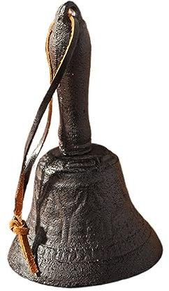 ZUNOXAZ Campana De Hierro Fundido Vintage Retro, Tamaño Mediano, Material Hierro Oxidado, Funcionalidad Manual, Uso para Entrenamiento De Mascotas y Avisos Hogar, Estilo Rústico Campestre