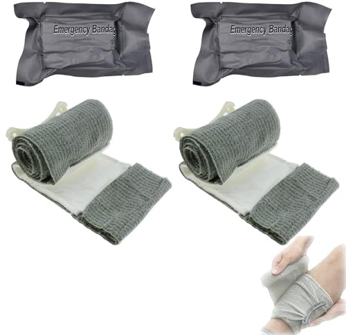 2 Pcs Pansement Compressif,Pansement Israelien,Pansement Israelien Compressif,Garrot Tourniquet,Pour Les Urgences Graves En Plein Air Et La Randonnée De Contrôle Des Pertes De Sang