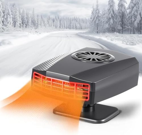 Katroiy Portable 12 Volt Car Heaters for Vehicle, 2 in 1 Fast Heating Car Heater that Plugs into Cigarette Lighter, Car Windshield Defroster Demister for Cars, SUV