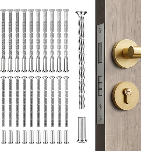 M4 Door Handle Bolt ThroughFixing,Universal M4 ScrewConnecting Bolts&Sleeve | 20pcs M4 Door Handle Screws for DoorHandle Roses Knobs Doors Lock and Escutcheons,Cabinet Drawers(Nickel Color)
