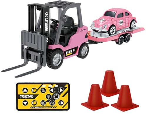 Mini carrello elevatore 1/64 Divertenti suoni realistici Mini carrello elevatore telecomandato ricaricabile con barricata Movimento di sollevamento giocattolo per regali di Natale Compleanno Vac