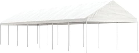 HETFTJN Pavillon 15,6x4,1x3,2 m weiß aus robustem PE und verzinktem Stahl, großzügiger Grillpavillon und Partyzelt für Garten, Event und Outdoor-Wohnbereich