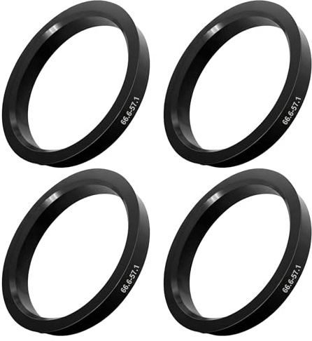 4 Pièces Bagues de Centrage 66,6 à 57,1, Bague de Centrage Jante en Plastique Noir, Compatible avec VW, et Autres Modèles, Accessoire pour Jantes, Fixation Stable et Réduction des Vibrations, pour Jan