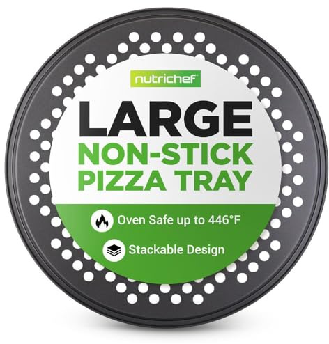 NutriChef 12-tums non-stick pizzaplåt, grå bakform i kolstål av restaurangkvalitet, professionell metallbakform, kompatibel med modell NCBS10S