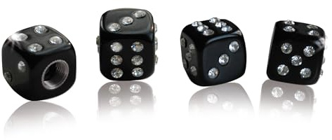 Foliatec AIRCAPS Ventilkappen Crystal Cube Schwarz, für alle Ventil-Typen, ohne Festkorrodieren, mit Kristall-Steinchen, für 4 Räder