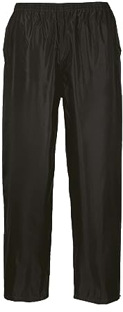 Portwest S441 Men's Waterproof Rain Trousers - Lightweight Adjustable Safety Overpants Class 3 Black, X-Large
