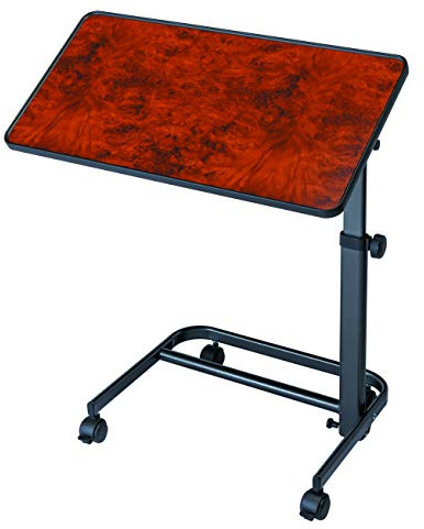Queraltó QMD-00010/20 Beistelltisch für Bett oder Sofa, Betttisch auf Rollen, höhenverstellbar, gewachst grau, Holzplatte 40 x 60 cm (Beistelltisch für Bett in Holzfarbe 40 x 60cm)