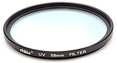 vhbw Filtre UV Universel pour Les objectifs d'appareil Photo de Filetage 58mm - Filtre de Protection UV, Noir