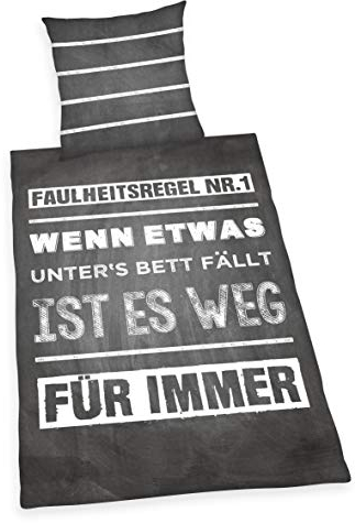 Herding Young Collection Bettwäsche-Set, Wendemotiv mit Spruch, Bettbezug 135 x 200 cm, Kopfkissenbezug 80 x 80 cm, Baumwolle/Renforcé