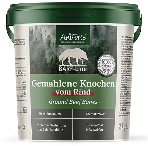AniForte Farine d'os de Viande pour l'alimentation Crue 2kg - Calcium Naturel pour la Construction osseuse & Les articulations des Chiens