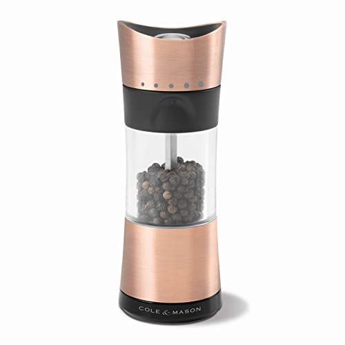 Cole & Mason H306691P Horsham Cobre Molinillo de Pimienta, Precision+/Molienda Ajustable, Cobre/Acrílico, 154mm, Incluye 1 x Molino