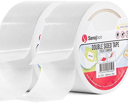 Sanojtape Doppelseitiges Dünn Klebeband (2-Pack) für Büro Foto Dekoration 50mm x 10m