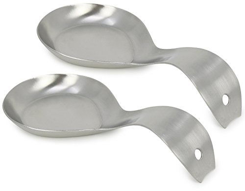 com-four® 2x Kochlöffelablage aus rostfreiem Stahl | Ablage für Küchenutensilien wie Löffel - Pinsel oder Besteck