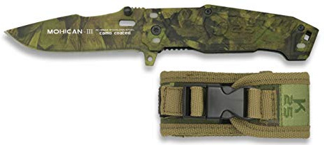 K25-19542 Navaja K25. Mohican 3. Titan. c. 7.8 Herramienta para Caza, Pesca, Camping, Outdoor, Supervivencia y Bushcraft + Portabotellas de regalo