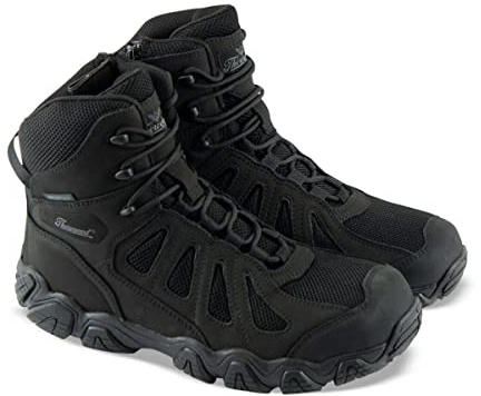 Thorogood Crosstrex 6 Waterproof Side-Zip Tactical Hiking Boots for Men - Lightweight Premium Leather and Breathable Nylon with BBP Membrane and Traction Outsole, Black/Grey - 11.5 M US