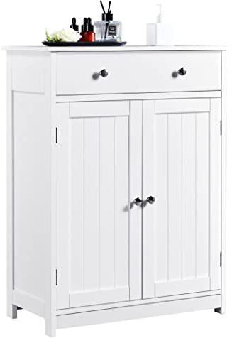 Yaheetech Badezimmerschrank Badschrank Badkommode Badregal Sideboard Schrank mit Schublade Badezimmer Wohnzimmer 80cm hoch
