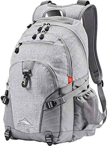 High Sierra Loop Backpack, Travel, or Work Bookbag with tablet sleeve, One Size, Silver Heather