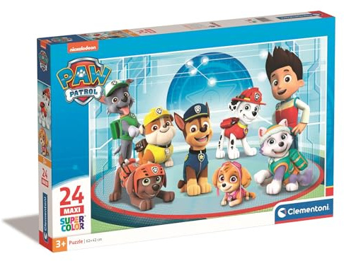 Clementoni 24211 Maxi Paw Patrol – Puzzle 24 Teile ab 3 Jahren, farbenfrohes Kinderpuzzle mit extra großen Puzzleteilen, Geschicklichkeitsspiel für Kinder