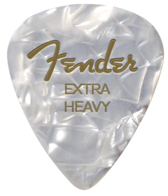 Fender 351 Shape Premium Picks, extra schwer, White Moto, 12 Stück