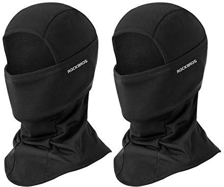 ROCKBROS Passamontagna Moto Invernale Termico con Pile, Balaclava Sottocasco Caldo, Multifunzionale per Ciclismo Sci, Antivento Traspirante, Unisex Taglia Unica, Logo Riflettente, 2 Pezzi