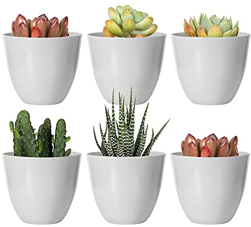Youngever Lot de 10 Mini Pots de Fleurs d'intérieur en Plastique Gris avec Drainage pour Toutes Les Plantes d'intérieur, Fleurs, Herbes, Plantes Grasses, Plantes Non incluses (Moderne)