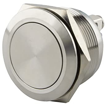 SeKi Edelstahl Drucktaster Ø25mm tastend flacher Kopfform Schraubanschluss; Klingeltaster, Standard - Schraube
