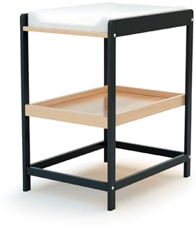 AT4 - Table à langer bébé 1 étagère en bois CONFORT Gris graphite/Hêtre verni |73 x 54 x 89 cm|Petit espace|Espace rangement|Meuble à langer bébé