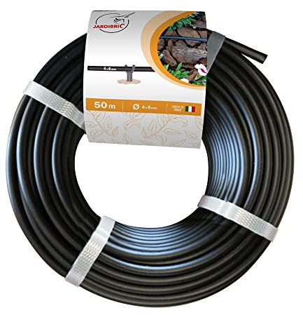 Jardibric - Tuyau Goutte à Goutte Ø 4 x 6 mm - 50 m - Non Percé - Tuyau Secondaire pour Arrosage au Pied des Plantes