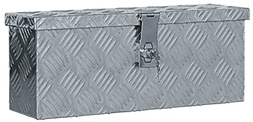 ZEYUAN Aluminiumkiste, Staubox, Anhänger Kiste, Aluminiumbox, Koffer Box, werkzeugkasten, 48,5 x 14 x 20 cm Silbern