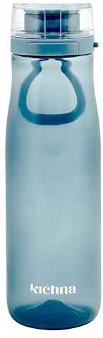 Kichna The Quencher Sports Drinks Water Bottle 700ml | Reusable BPA-free Plastic Water Bottle with Carry Loop & Side Lock | Leak Proof Flip Lid for Gym, Hiking & Yoga | Color Powder Blue