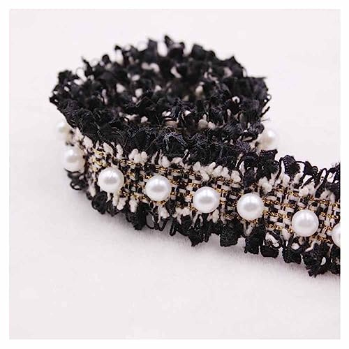 SHTGOI 5 Yard Perlenspitze 2cm Breit Spitzenband Häkelspitze Spitzenborte zum nähen Lace Spitze Trim Band Vintage Spitzenbesatz Kleidung Dekoband für DIY Basteln Tisch und Hochzeit Deko Schwarz
